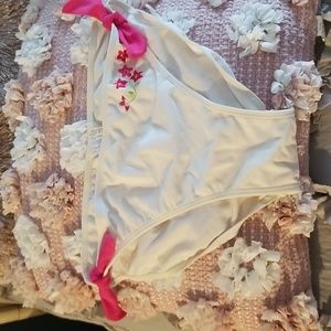 Tag Rider White and Pink Swimsuit Bottom M